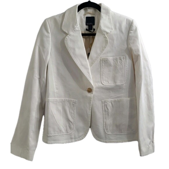 Hilfiger Collection Blazer Sz 8 White Cotton Silk Italy Runway Jacket NWT $468* - Picture 1 of 16